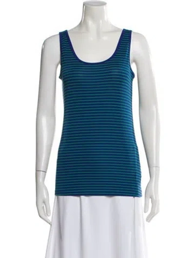 Pre-owned Tory Sport Striped Scoop Neck Top In Blue