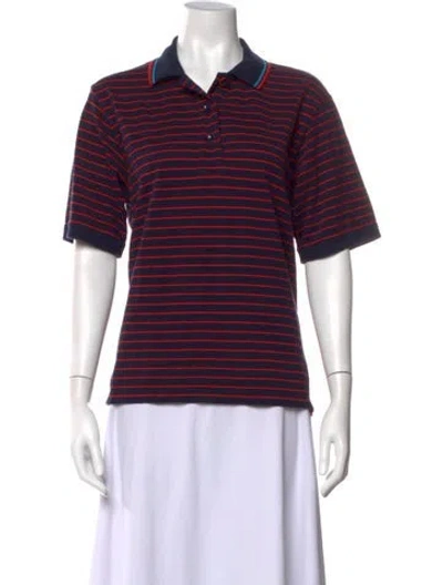 Pre-owned Tory Sport Striped Short Sleeve Polo In Blue
