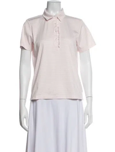 Pre-owned Tory Sport Striped Short Sleeve Polo In Pink