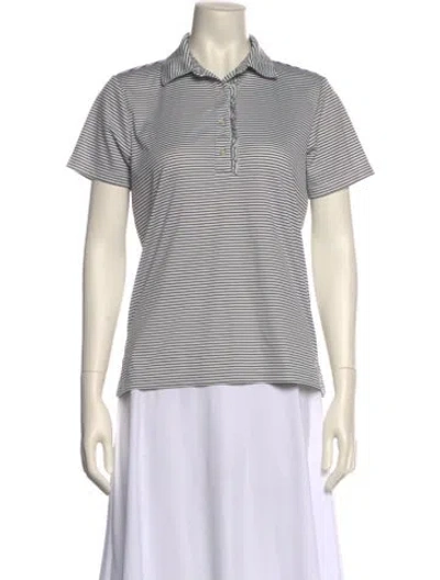 Pre-owned Tory Sport Striped Short Sleeve Polo In White