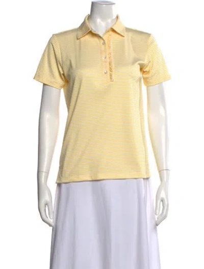 Pre-owned Tory Sport Striped Short Sleeve Polo In Yellow