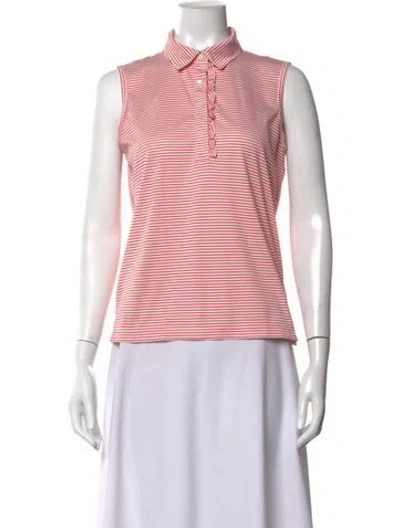 Pre-owned Tory Sport Striped Sleeveless Polo In Red/white