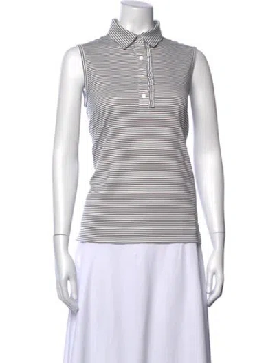 Pre-owned Tory Sport Striped Sleeveless Top In White