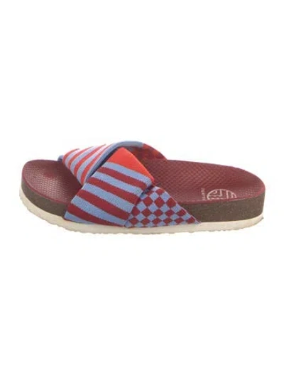 Pre-owned Tory Sport Striped Slides In Multi