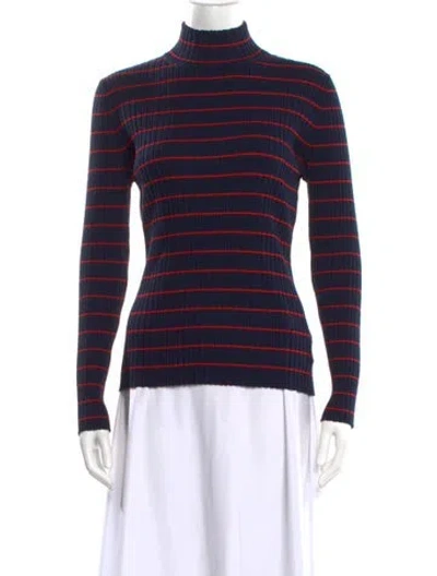 Pre-owned Tory Sport Striped Turtleneck Sweater In Blue