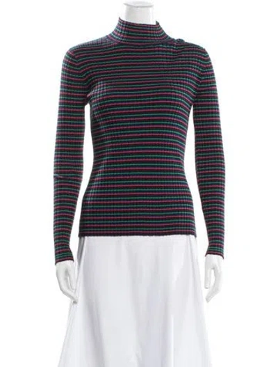 Pre-owned Tory Sport Striped Turtleneck Sweater In Blue