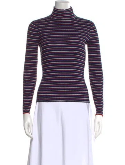 Pre-owned Tory Sport Striped Turtleneck Top In Blue