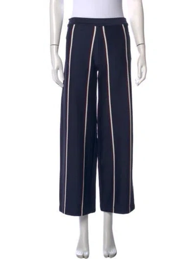 Pre-owned Tory Sport Striped Wide Leg Pants In Blue