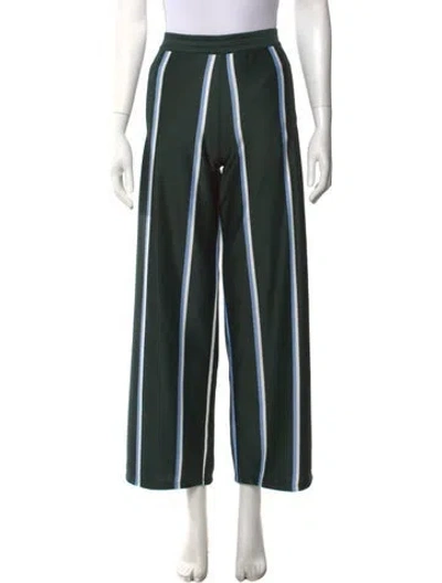 Pre-owned Tory Sport Striped Wide Leg Pants In Green