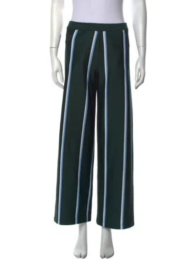 Pre-owned Tory Sport Striped Wide Leg Pants In Green
