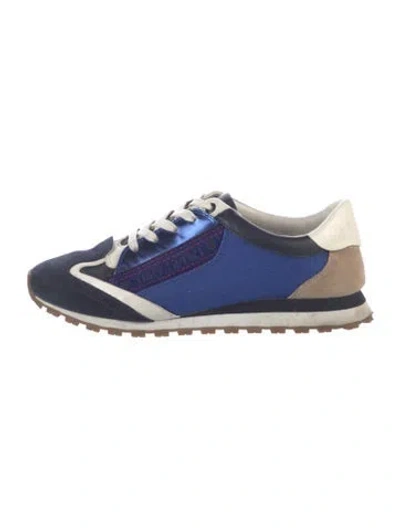 Pre-owned Tory Sport Suede Colorblock Pattern Sneakers In Blue
