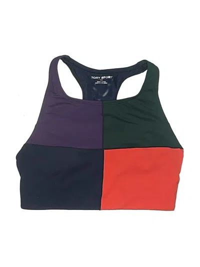 Pre-owned Tory Sport Swimsuit Top Purple Color Block Pattern Swimwear