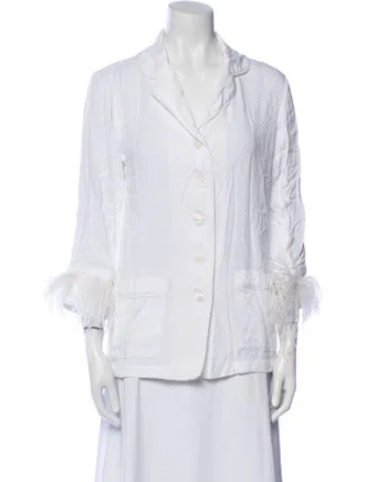 Pre-owned Tory Sport Three-quarter Sleeve Button-up Top In White