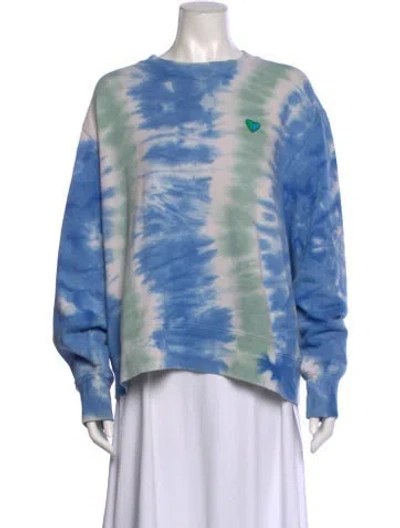 Pre-owned Tory Sport Tie-dye Print Crew Neck Sweatshirt In Blue