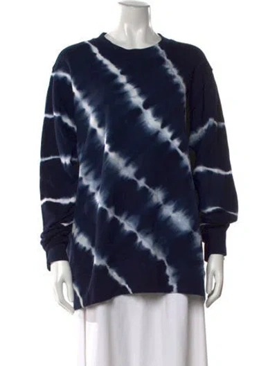 Pre-owned Tory Sport Tie-dye Print Crew Neck Sweatshirt In Blue