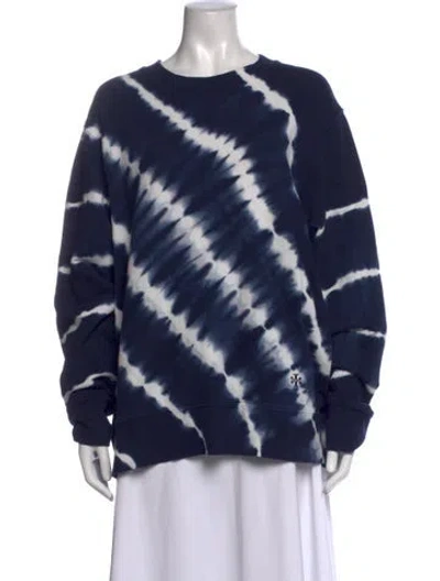 Pre-owned Tory Sport Tie-dye Print Crew Neck Sweatshirt In Blue