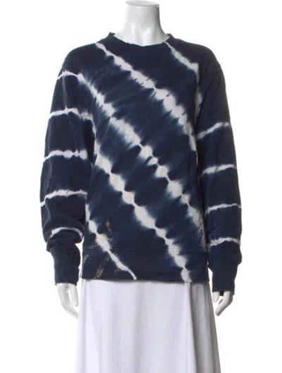 Pre-owned Tory Sport Tie-dye Print Crew Neck Sweatshirt In Blue