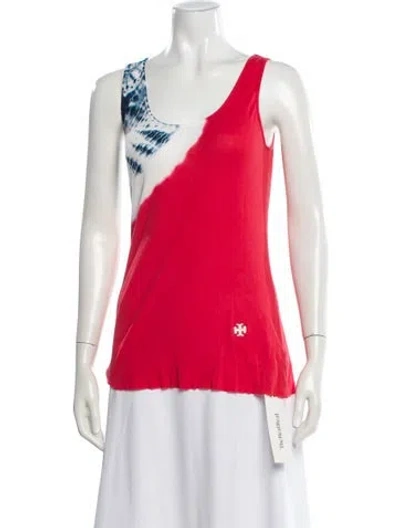 Pre-owned Tory Sport Tie-dye Print Scoop Neck Top In Blue