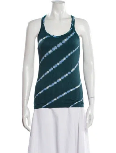 Pre-owned Tory Sport Tie-dye Print Scoop Neck Top In Blue