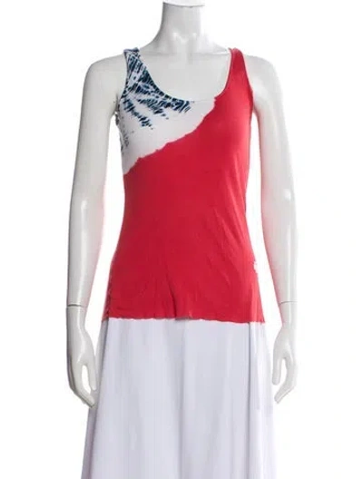Pre-owned Tory Sport Tie-dye Print Scoop Neck Top In Red