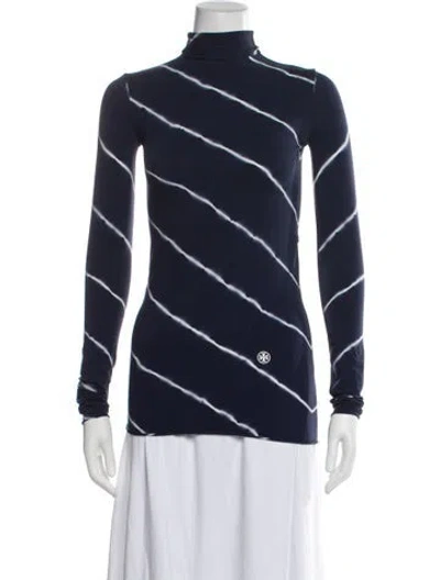 Pre-owned Tory Sport Tie-dye Print Turtleneck Top In Blue