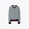 Tory Sport Tory Burch Cashmere Stripe Tennis Cardigan In Winetasting Stripe Set