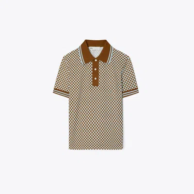 Tory Sport Tory Burch Checkered Piqué Polo In Ice Flow Sport Check Small