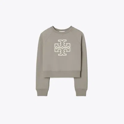 Tory Sport Tory Burch Chenille Logo Crewneck In Ballet Gray