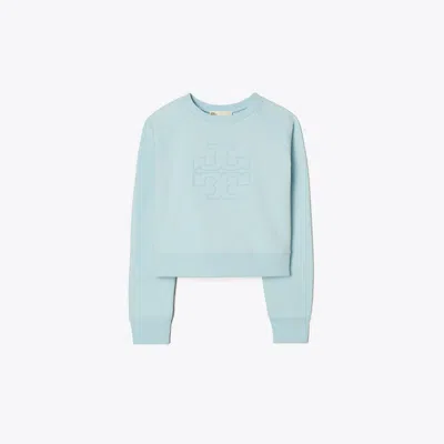 Tory Sport Tory Burch Chenille Logo Crewneck In Pastel Sky