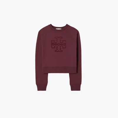 Tory Sport Tory Burch Chenille Logo Crewneck In Winetasting