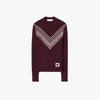 Tory Sport Tory Burch Chevron Viscose Sweater In Deep Jasper
