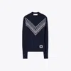 Tory Sport Tory Burch Chevron Viscose Sweater In Tory Navy