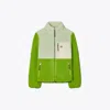 Tory Sport Tory Burch Colorblock Fleece Jacket In Pale Mint/brilliant Green