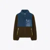 Tory Sport Tory Burch Colorblock Fleece Jacket In Raven/dark Roast