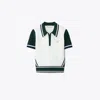 Tory Sport Tory Burch Colorblock Sweater In Snow White/conifer