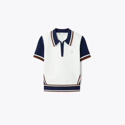 Tory Sport Tory Burch Colorblock Sweater In Snow White/tory Navy