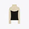 Tory Sport Tory Burch Colorblock Turtleneck Sweater In Sesame/black