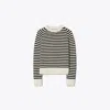 Tory Sport Tory Burch Cotton Cropped Sweater In Black/snow White