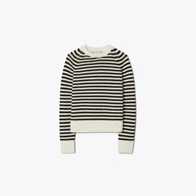 Tory Sport Tory Burch Cotton Cropped Sweater In Black/snow White