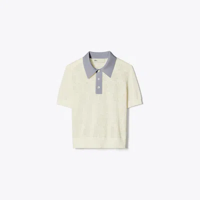 Tory Sport Tory Burch Cotton Pointelle Logo Polo In White