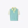 Tory Sport Tory Burch Cotton Pointelle Logo Polo In Multi