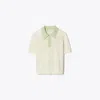Tory Sport Tory Burch Cotton Pointelle Logo Polo In New Ivory/light Peppermint