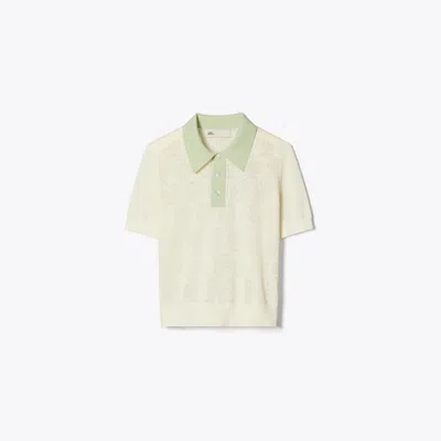 Tory Sport Tory Burch Cotton Pointelle Logo Polo In White