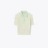Tory Sport Tory Burch Cotton Pointelle Polo In New Ivory/green Ice