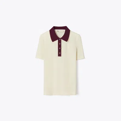 Tory Sport Tory Burch Cotton Vintage Collar Polo In New Ivory/vivid Fig