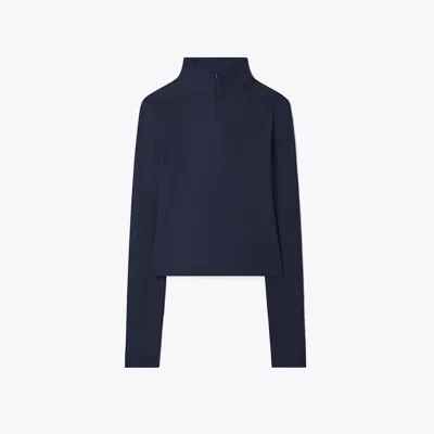 Tory Sport Tory Burch Cropped Jacquard Top In Tory Navy