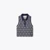 Tory Sport Tory Burch Cropped Tech Knit Polo Tank In Tory Navy Racquets