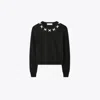 Tory Sport Tory Burch Embroidered Wool Sweater In Black