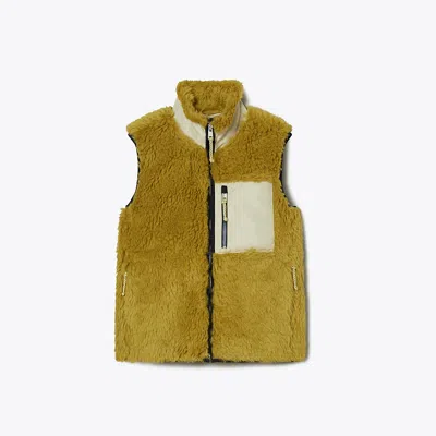 Tory Sport Tory Burch Fleece Zip Vest In Olive Grove