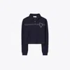 Tory Sport Tory Burch Heart Pickstitch Cotton Polo In Medium Navy